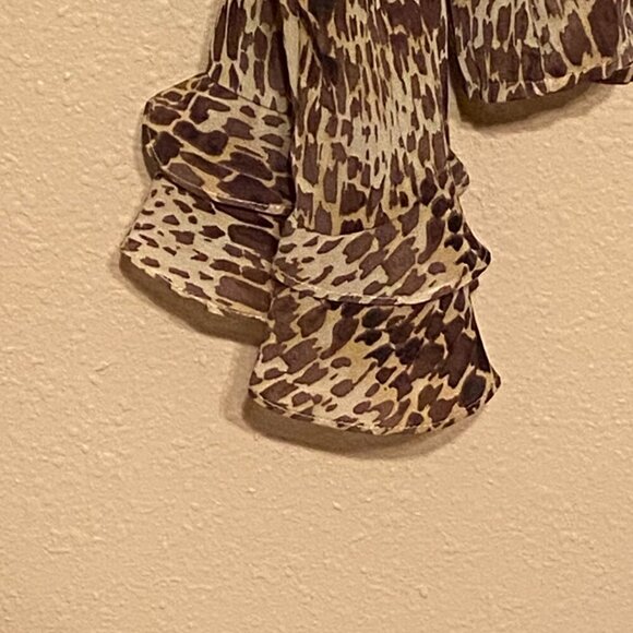 Lloyd Williams Vintage Top Women (L) Brown Tan Crinkle Smocked Waist Long Sleeve - Picture 5 of 10